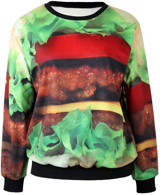 Romwe Hamburger Print Sweatshirt