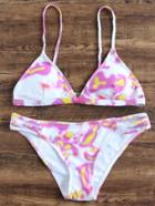 Romwe Tie Dye Triangle Bikini Set