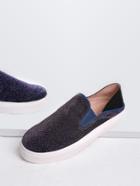 Romwe Purple Round Toe Glitter Flatform Sneakers