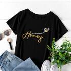 Romwe Plus Bee And Letter Print Tee