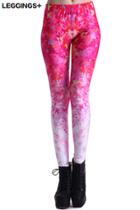 Romwe Romwe Rosy Maple Leaves Print Gradient Leggings