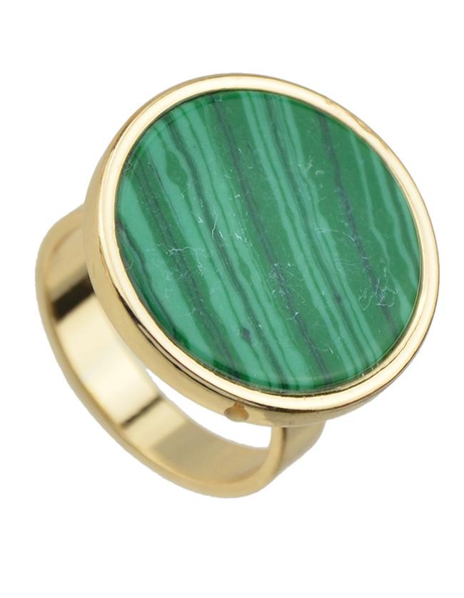Romwe Green Round Shape Stone Rings