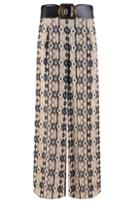 Romwe Wide Leg Geometric Print Chiffon Beige Pant