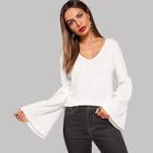Romwe Bell Sleeve V-neck Jumper