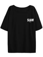 Romwe Black Letters Print Drop Shoulder T-shirt