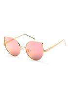 Romwe Metal Frame Pink Cat Eye Sunglasses