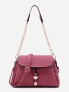 Romwe Red Ribbed Pu Flap Shoulder Bag With Convertible Strap