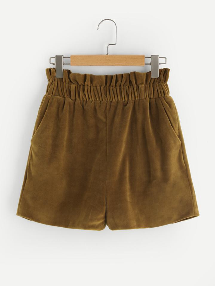 Romwe Frill Trim Pocket Side Shorts