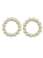 Romwe Circular Small Pearl Round Square Triangle Shape Ear Stud