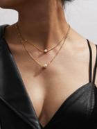 Romwe Faux Pearl Pendant Layered Chain Necklace