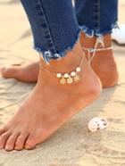 Romwe Faux Pearl & Snowflake Decorated Chain Anklet
