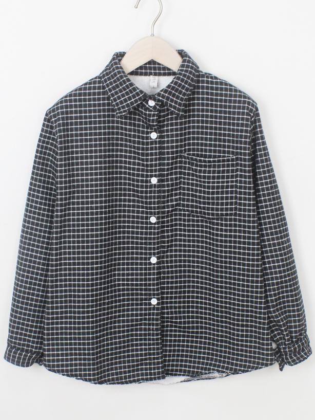 Romwe Lapel Plaid Pocket Black Blouse