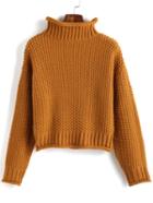 Romwe Turtle Neck Crop Sweater