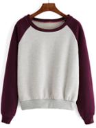 Romwe Raglan Sleeve Color-block Thicken Sweatshirt