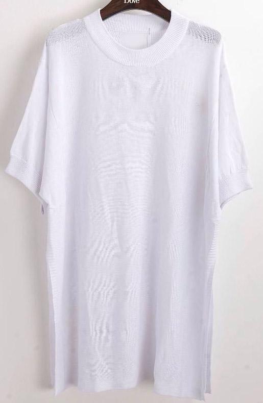 Romwe Short Sleeve Split Top