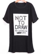 Romwe With Pearl Letters Print T-shirt