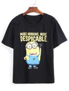 Romwe Beedo Print Black T-shirt