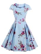 Romwe All Over Florals Circle Dress