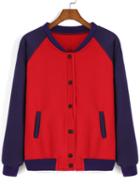 Romwe Color-block Buttons Pockets Jacket