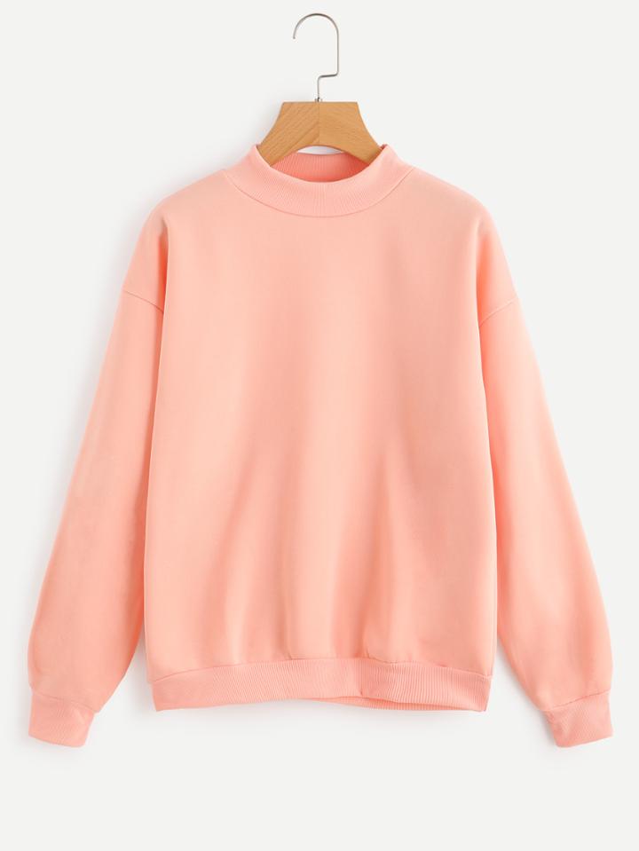 Romwe Drop Shoulder Ribbed Trim Sweatshirt