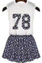 Romwe Sleeveless 78 Embroidered Lace Top With Skirt