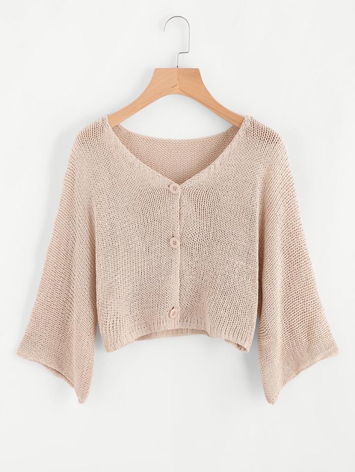 Romwe V Neckline Knit Crop Sweater