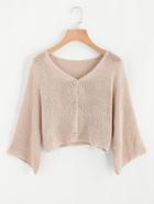 Romwe V Neckline Knit Crop Sweater