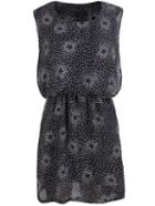 Romwe Star Print Elastic Waist Black Dress