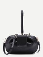 Romwe Black Pumpkin Design Pu Handbag With Strap