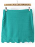 Romwe Striped Bodycon Scalloped Green Skirt