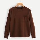Romwe Pocket Front Button Detail Sweater