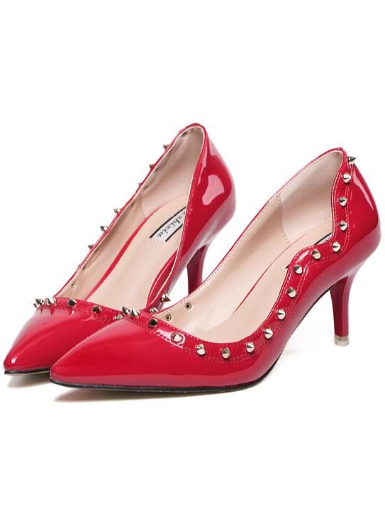Romwe Red Point Toe Spike High Heeled Pumps