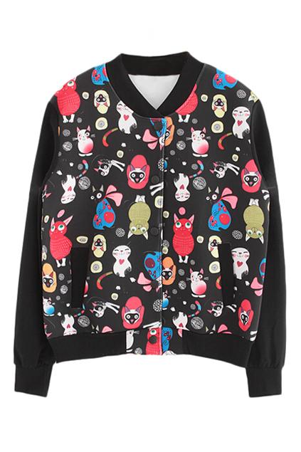 Romwe Cute Cartoon Animal Print Dual-tone Jacket