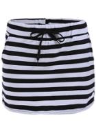Romwe Drawstring Striped With Pocket Skirt