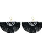 Romwe Black Handmade Ethnic Jewelry Boho Style Fan Shaped Earrings