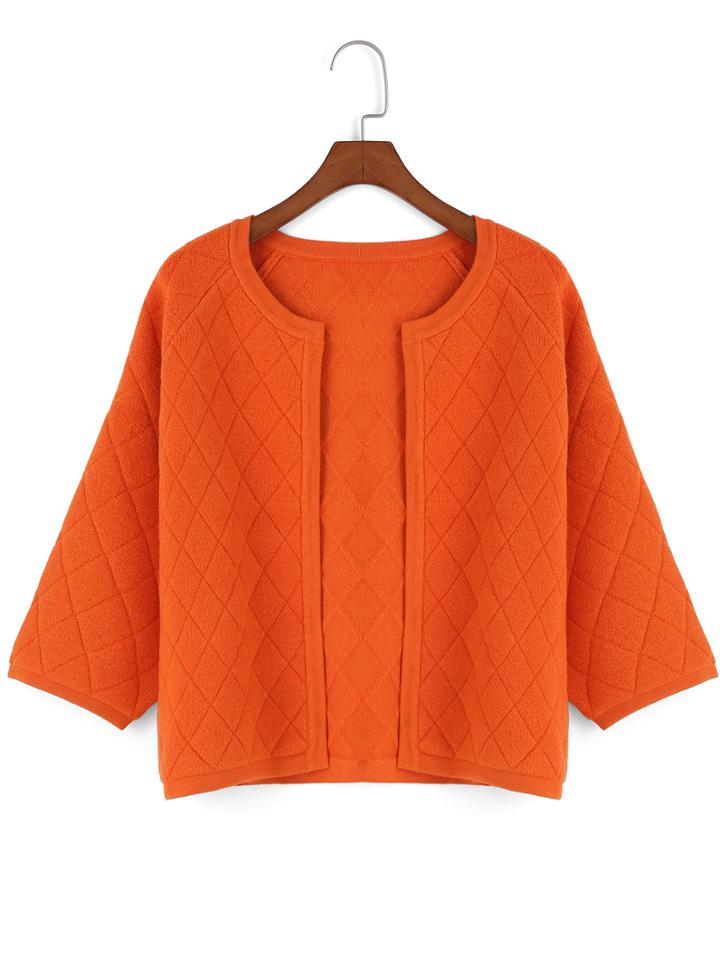 Romwe Long Sleeve Diamond Pattern Knit Coat
