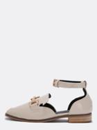 Romwe Apricot Patent Metallic Ankle Strap Loafers