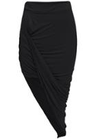 Romwe Black Slim Bodycon Asymmetrical Skirt