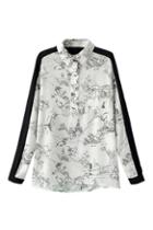 Romwe Color Block Village Print Shirt