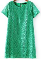 Romwe Hollow Lace Slim Green Dress