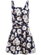 Romwe Straps Flower Print With Buttons Dress