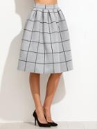 Romwe Grid Box Pleated Skirt