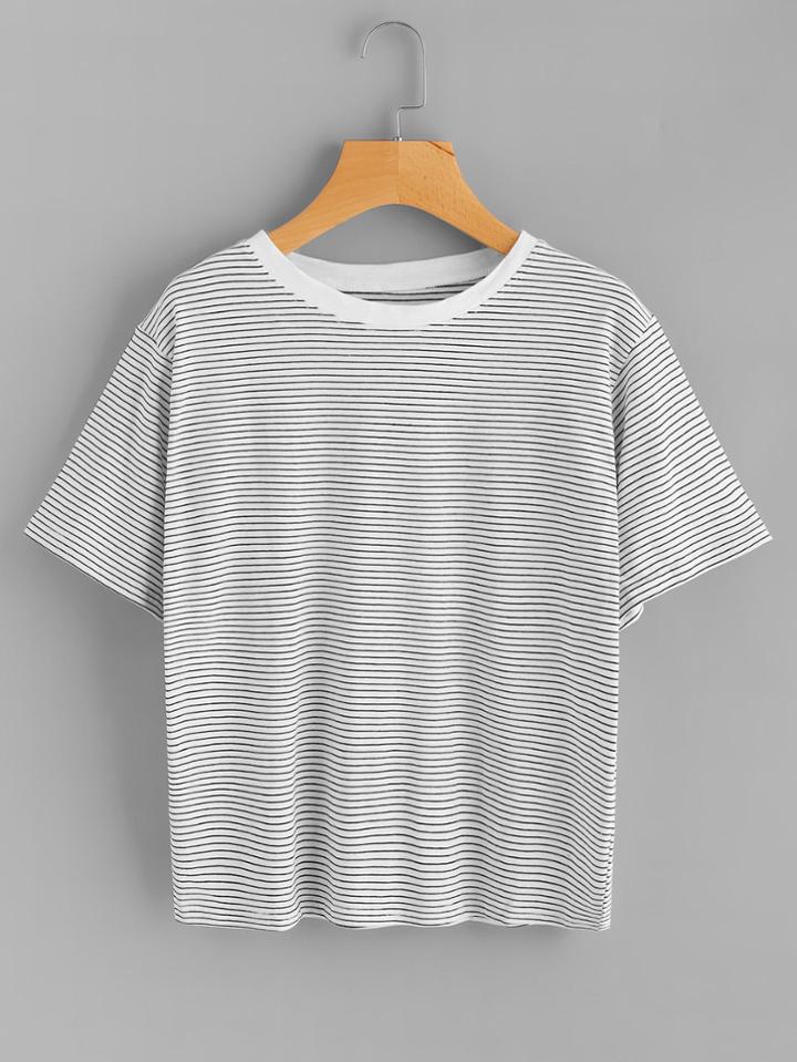 Romwe Striped Ringer T-shirt