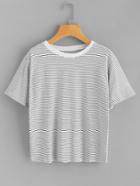 Romwe Striped Ringer T-shirt