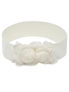 Romwe Mesh Flower Front Beige Wide Elastic Belt