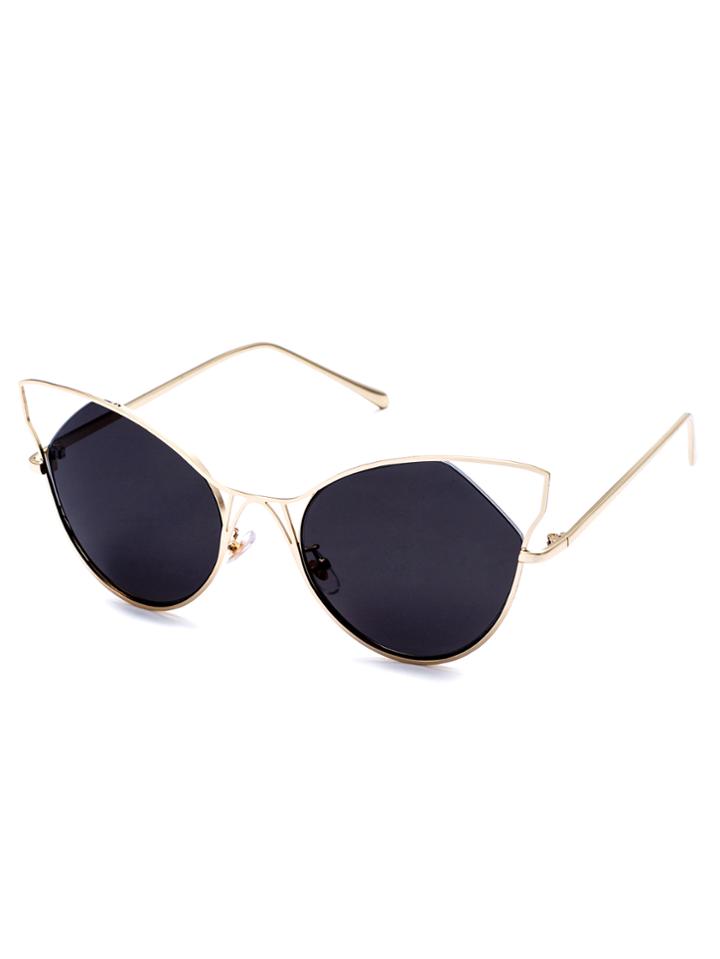 Romwe Gold Frame Black Cat Eye Sunglasses
