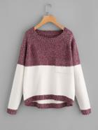 Romwe Two Tone Marled Knit Jumper