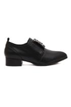 Romwe Romwe Rivet Black Pointed Shoes