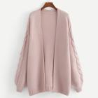 Romwe Plus Open Front Solid Cardigan
