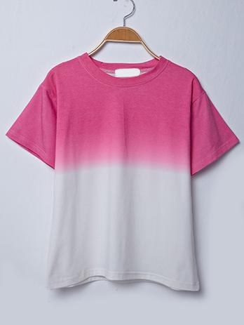Romwe Hot Pink Ombre Drop Shoulder T-shirt